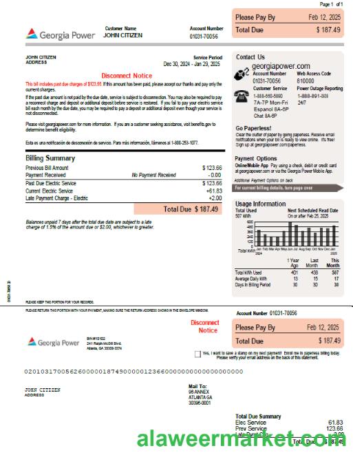 USA Georgia Power template in Word and PDF formats, version 2